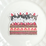 仲良し4匹猫ちゃんのチョコケーキなステッカー