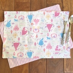 ランチョンマット☆25×35cm☆【プリンセスシルエット柄】★RM.101722 裏地付き　お姫様　女の子　お城　ナフキン｜通園通学用のかわいい巾着袋や入園オーダーHoshizora☆ほしぞら