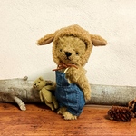 ヤギ帽子(ベージュ)のベア 16cm