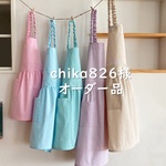 【chika826様オーダー品】ギンガムチェックがポイント 女の子用 子供 キッズ エプロン＆三角巾【受注制作】