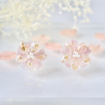 八重桜　桜の花のプリザープド　ピアス　イヤリング　金属アレルギー対応