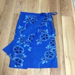 浴衣リメイク巻きスカートショート青朝顔