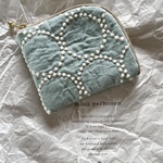 ミナペルホネン　タンバリン　ライトブルー　L字ポーチ