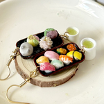ミニチュア　お寿司と和菓子Bのピアス・お茶付き