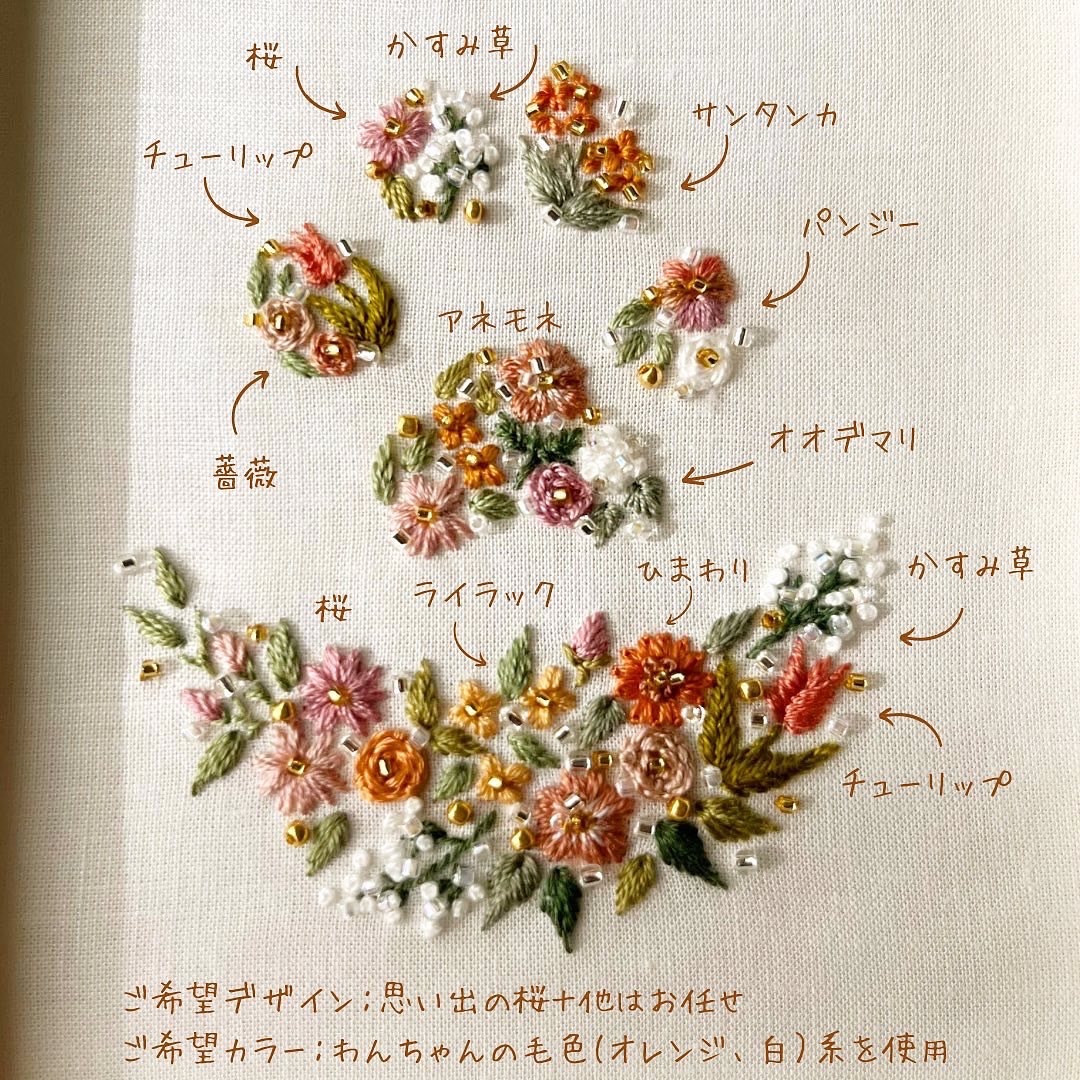 花刺繍の芸術家が作る -わんちゃんの手足形刺繍- - itobana