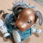 青色系ウールのパーカー（手織りなので一点物）
