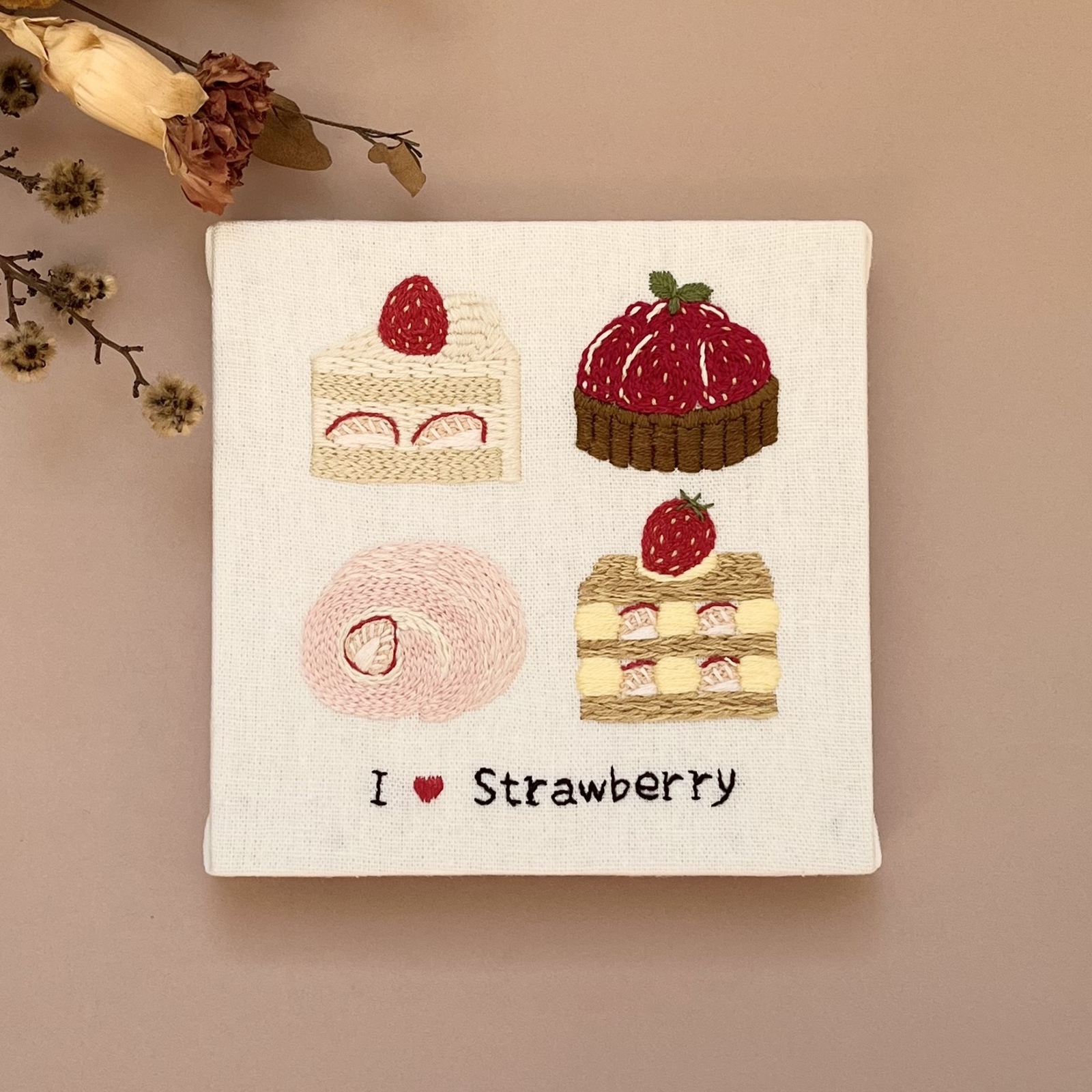 刺繍パネル＊いちごスイーツ?
