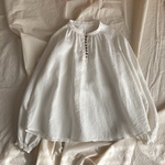 ［Lady's M］リネンのギャザーブラウス オフホワイト