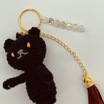 黒ねこキーホルダー　あみぐるみ