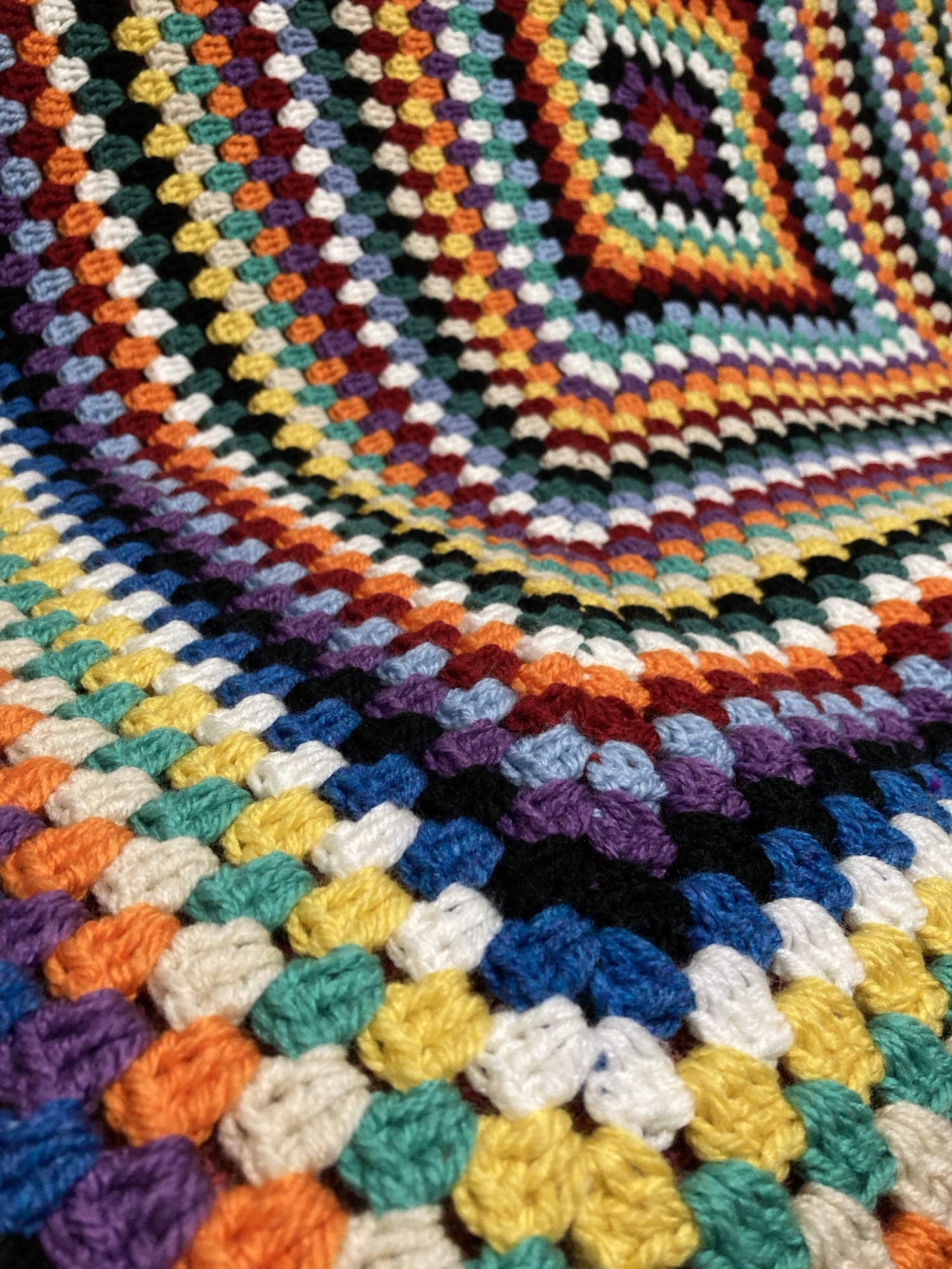 手編み グラニースクエア マルチカバー こたつカバー - カラフル工房