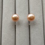 4A淡水パール オレンジ 8ミリ ノンホールピアス 1粒 ピアス  シンプル