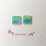 new色彩スクエア ピアス イヤリング エメラルドの海