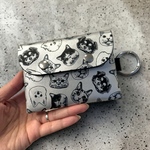 ♥︎うちの子♥︎メタリックシルバーミニ財布(カラビナ付き)本革製