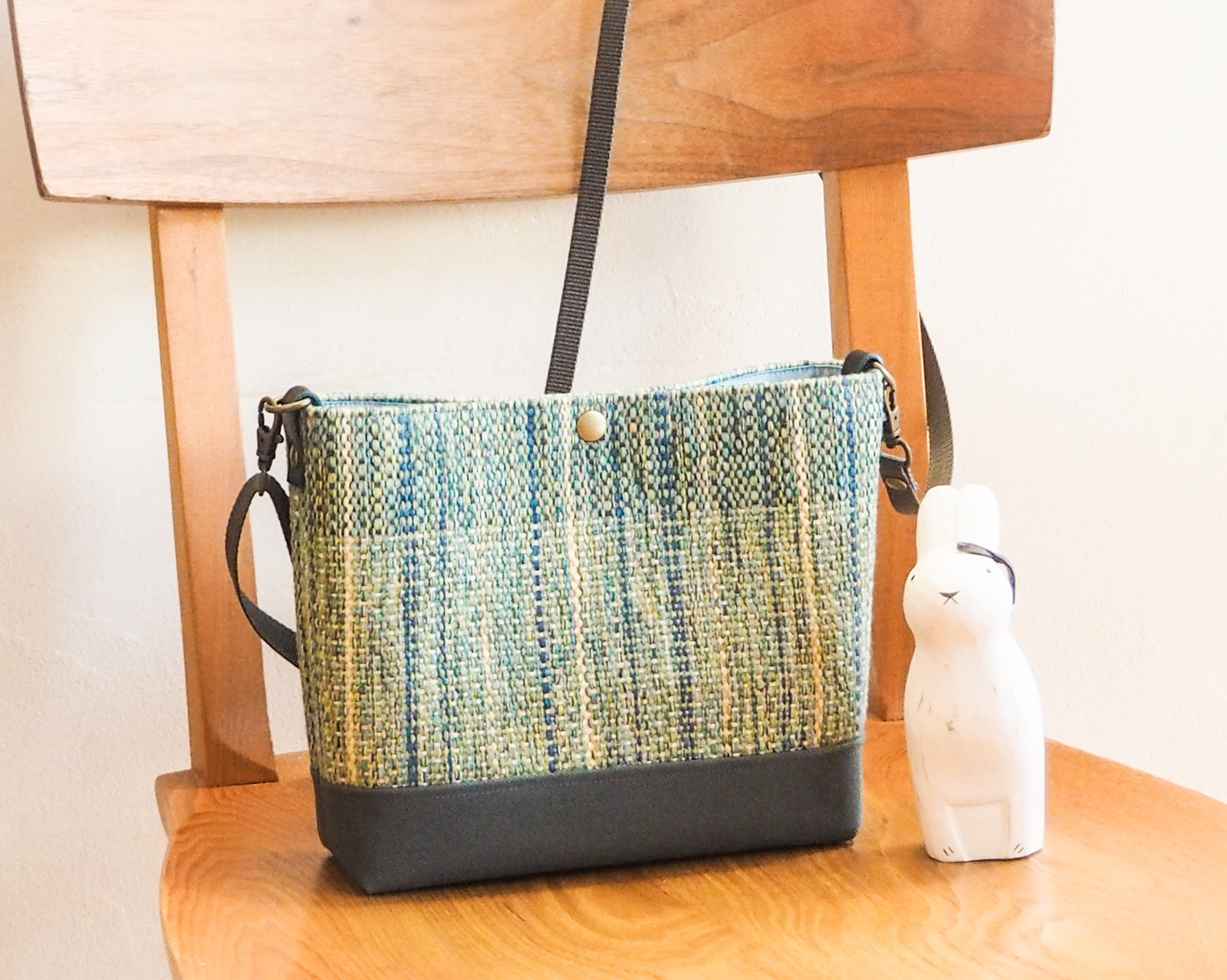 ハンドメイド ♡ 完成品 ツイードポシェット ショルダーバッグ ツイードバッグ マリアケント社ツイード生地チェーンストラップショルダーバッグ