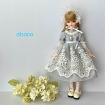 リカちゃん服　ブライス服　アンティーク風ドレス　勿忘草の思い出