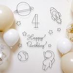 誕生日　ハーフバースデー　宇宙　ロケット　出産祝い　ギフト　誕生日飾り　ワイヤークラフト　ワイヤーアート　風船　バルーン　男の子　ファーストバースデー　壁飾り