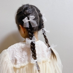 卒園式　入園式　ホワイト　アイボリー　ドライフラワー　ヘアアクセサリー　オーガンジーリボン　りぼん　髪飾り　キッズ　結婚式　誕生日　バースデーフォト　ヘッドドレス　白　編み込み　かわいい　ふわふわ