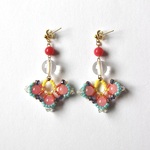 【20%OFF】pop & geometric  （8）ピアス/イヤリング　イエロー×グリーン×パープル