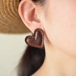 Heart 【レザーピアス】 “cordovan burgundy”
