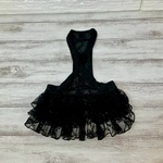 犬服ブラックラッセルレース3段フリルスカート