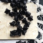 【10g(約25粒)】14×10mm/さらさらマットブラックミニフラワービーズ
