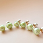 【 2way】14KGF/ GREEN APPLE FRESHWATER PEARL STUD EARRINGS