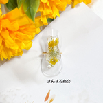 【SUN cat】イエロー／ミモザ／ボタニカル／小ぶり／ドライフラワー／押し花／ユーフォルビア／押し花／ビタミンカラー／大人かわいい／ネコ／フリーサイズ／リング