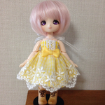 オビツ11サイズ　ギンガムチェックサンドレス/きいろ
