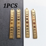 【人気】1個 月 満ち欠け プレート パーツ 長方形 ステンレス / ゴールド【45㎜×6㎜】（C2-94） シンプル 夜空 バー 夜 moon スティック ハンドメイド 満月 素材