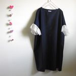 チュールフリルのゆったりワンピース