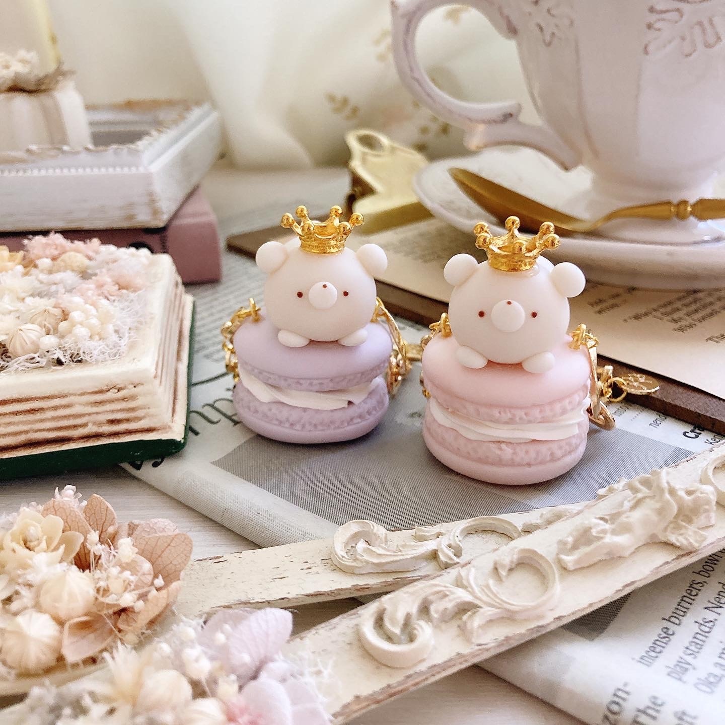 マカロン くまさん フェイクスイーツ バッグチャーム - and petit