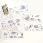 水彩 植物 コラージュ 転写シール 5枚set 《pastel》[S227]