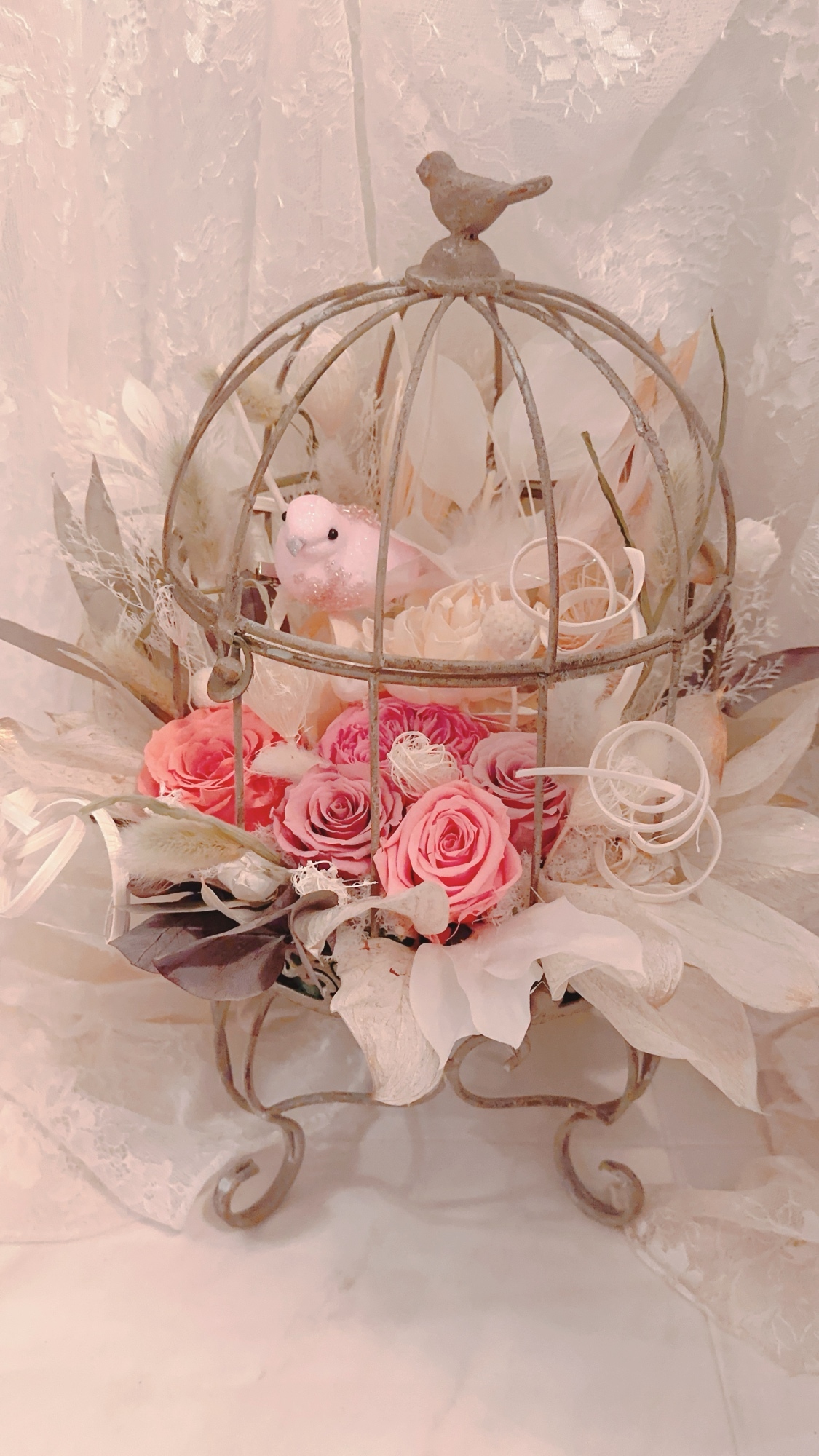 HANDMADE プリザーブドフラワー アレンジメント 花籠 薔薇 HANDMADE プリザーブドフラワー アレンジメント 花籠 薔薇