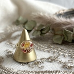 【再販♡】vintage flower button ring  フリーサイズ　調整可能　指輪  (yellow)