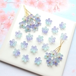 オリジナルカラー★10mm 桜　サクラソウ　お花のガラスビーズ  バイオレット×ブルーグラデーション
