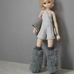 【再販】ファーレッグウォーマー　グレー　1/6ドール用リカちゃん服アウトフィット
