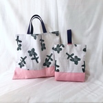 【mayukyy様オーダー】《入園入学グッズ》4点　お花チェック　グレー×ピンク
