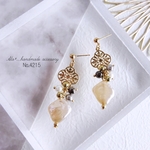 No.4215　ベージュ　バロック調　樹脂パール　と 透かし　ピアス/イヤリング