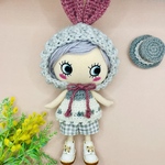 🧸着せ替え〈3点セット〉うさぎ　可愛いෆ̈(みみ付きニット帽・ノースリーブトップス・ショートパンツ)ෆ̈　グレー　ピンク　チェック　ショーパン　大人可愛い🧶