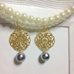 コットンパールリッチグレーピアス・イヤリング🎀