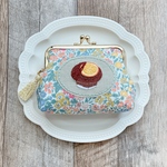 オレンジ×チョコマフィン刺繍のアップリケがま口