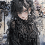 デザインペーパー NIGHT FLOWER BLACK GIRL  コラージュシート