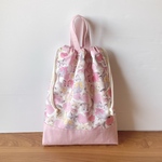 可愛い仔猫の体操服入れ　くすみピンク 女の子