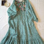 コットン花柄のグリーンワンピ♥️
