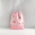 20×15  巾着　コップ袋  いちご   おはな