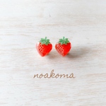 再販 ＊noakoma＊ fruits - strawberry イヤリング ＊ アレルギー対応 ＊ フルーツ デザイン キッズ ティーンズ アクセサリー イベント 学生 果物 くだもの 苺 いちご