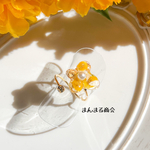 【希望の花】イエロー／ミモザ／ボタニカル／小ぶり／ドライフラワー／押し花／ユーフォルビア／押し花／ビタミンカラー／大人かわいい／フリーサイズ／リング／ストーン／フォークリング