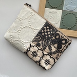 ミナペルホネン  パッチワークとmermaid beige ハンドメイドマチありポーチ