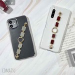 【全機種対応】差し色シックカラー⁺ 艶マットハンドホルダー付きスマホケース ベルトストラップ付きスマホカバー ２カラー