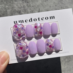 現品》ネイルチップ シンプルハートネイル(💜) 紫 パープル ハートデザイン うるうる